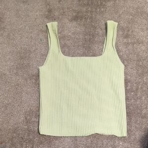 Madewell Ribbed Square Neck Tank Top - Light Green